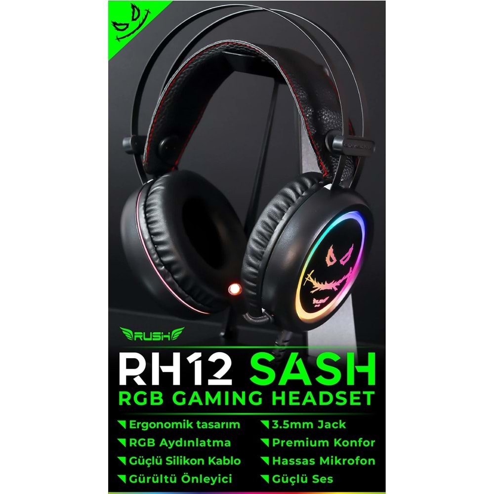 RH12 RUSH Sash 3.5MM RGB Oyuncu Kulaklığı