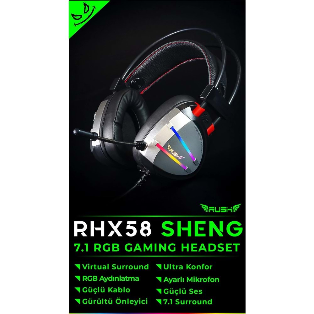 RHX58 RUSH Sheng 7.1 RGB Oyuncu Kulaklığı