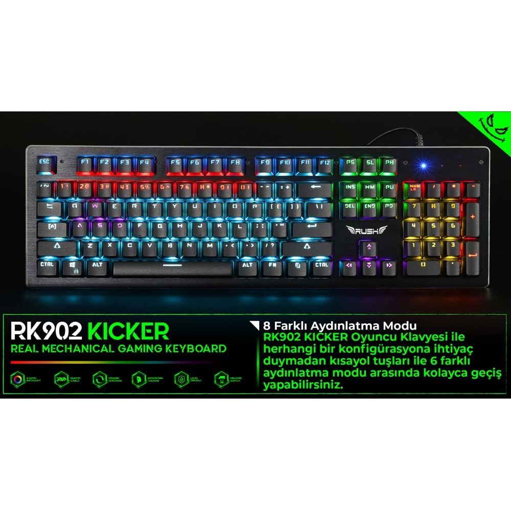 RK902 RUSH Kicker RGB Mekanik Oyuncu Klavyesi
