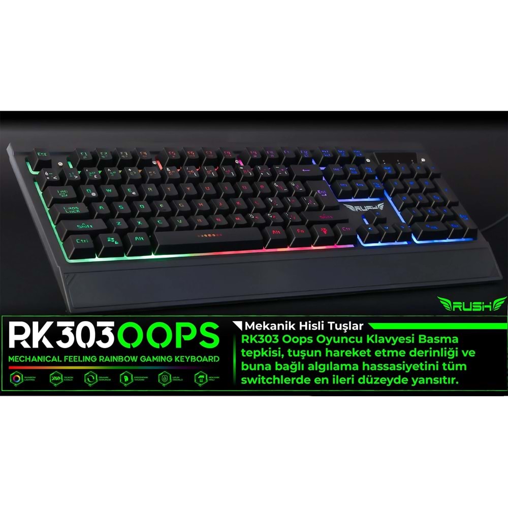RK303 RUSH Q Bileklikli Mekanik Hisli Klavye Siyah