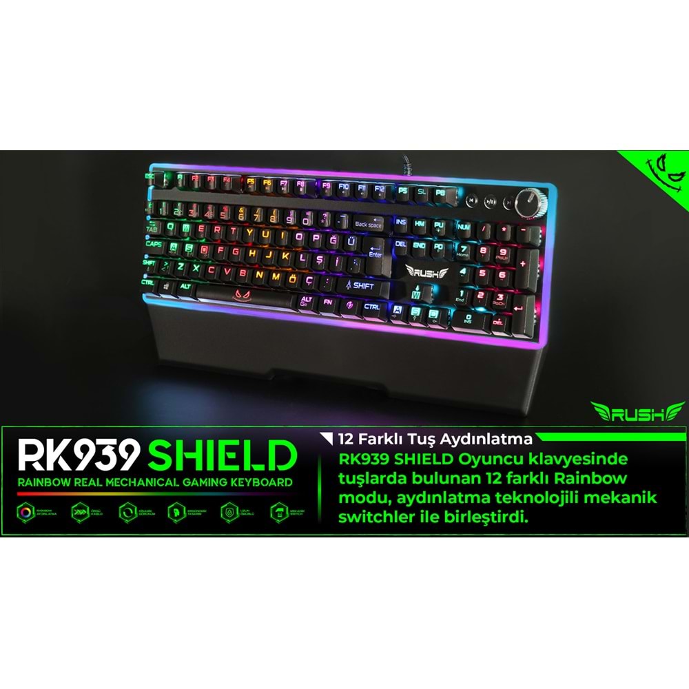 RK939 RUSH Shield RGB Mekanik Oyuncu Klavyesi