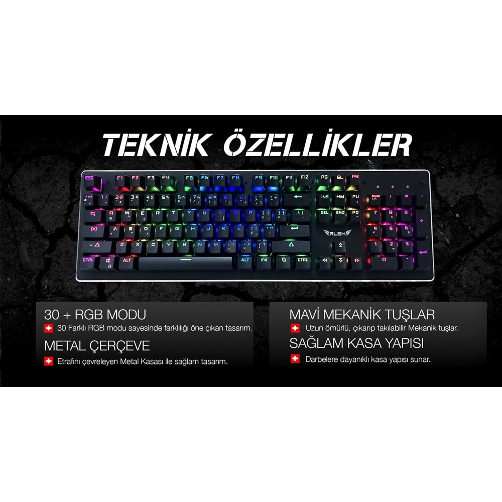 RK909 RUSH Q Psycholed RGB Oyuncu Klavyesi