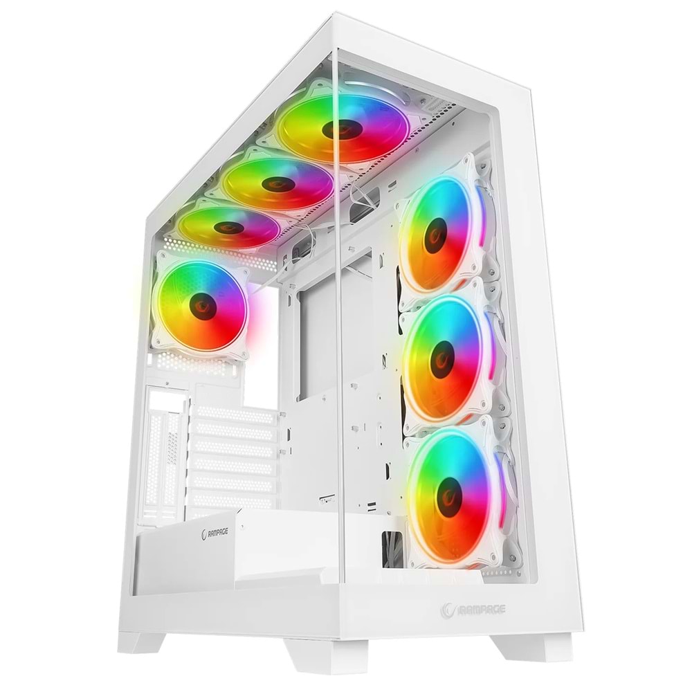 Rampage HYDRA V3 WHITE Camlı 7*12cm RGB Fan ATX Gaming Kasa