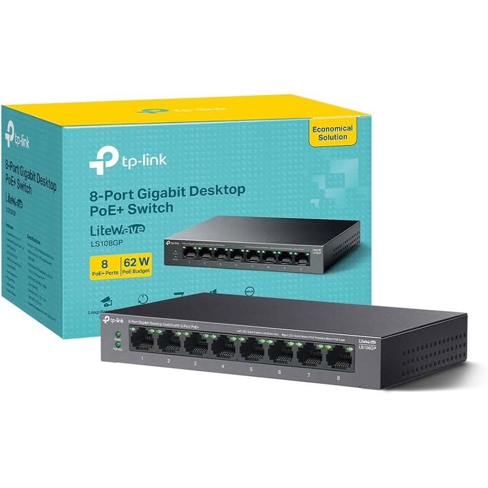 TP-LINK LS108GP 8PORT GIGABIT DESKTOP SWITCH POE 62W