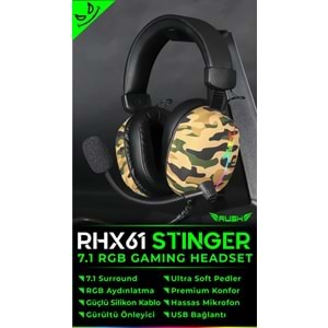 RHX61 RUSH Stinger USB 7.1 Surround RGB Mik Kulaklık