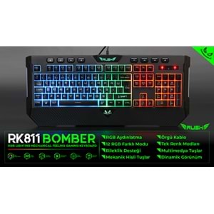 RK811 RUSH Bomber Mekanik Hisli Işıklı Oy Klavyesi