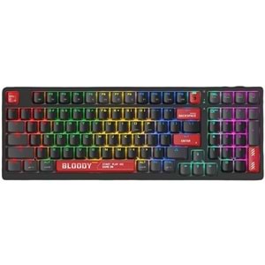 Bloody WS98 Siyah Q Türkçe 2.4G + Bluetooth Kablosuz RGB Hot Swapple Mekanik Klavye-Red Plus Switch Black Keyboard