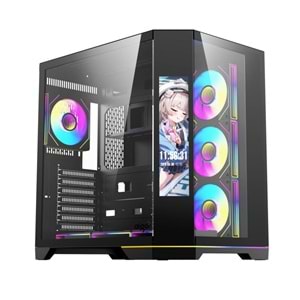 AIGO FT418 Ultra Siyah 7x L17 ARGB Fanlı 850W 80+ Bronze Gen5 LCD Mid Tower Kasa