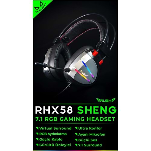 RHX58 RUSH Sheng 7.1 RGB Oyuncu Kulaklığı