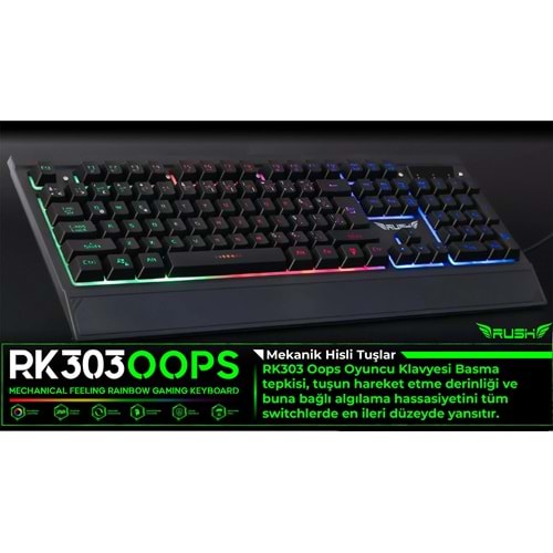 RK303 RUSH Q Bileklikli Mekanik Hisli Klavye Siyah