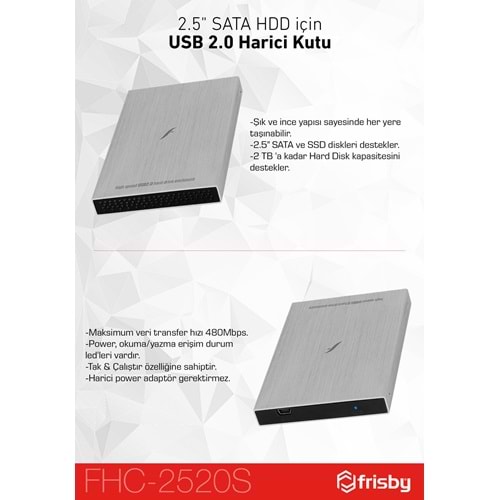 FRISBY FHC-2520S 2,5 USB 2.0 HARD DISK KUTUSU