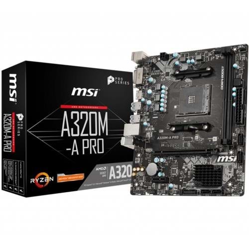 MSI A320M-A PRO AM4 DDR4 3200(OC)DVI HDMI USB3.2 mATX