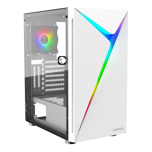 GAMDIAS ARGUS E4 Elite WH, 750W, Tempered Glass, ARGB, 80+ Bronze, ATX, White Edition, GAMING KASA