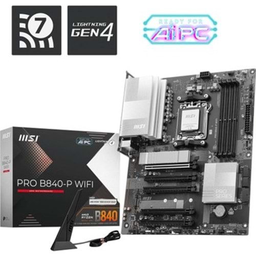 MSI MB PRO B840-P WIFI AM5 DDR5 8000MHZ(OC) HDMI 2x M.2 USB 10Gbs 2.5G LAN WI-FI 7 ATX