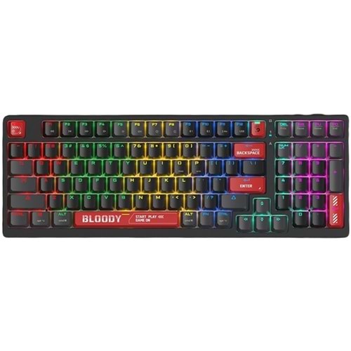 Bloody WS98 Siyah Q Türkçe 2.4G + Bluetooth Kablosuz RGB Hot Swapple Mekanik Klavye-Red Plus Switch Black Keyboard