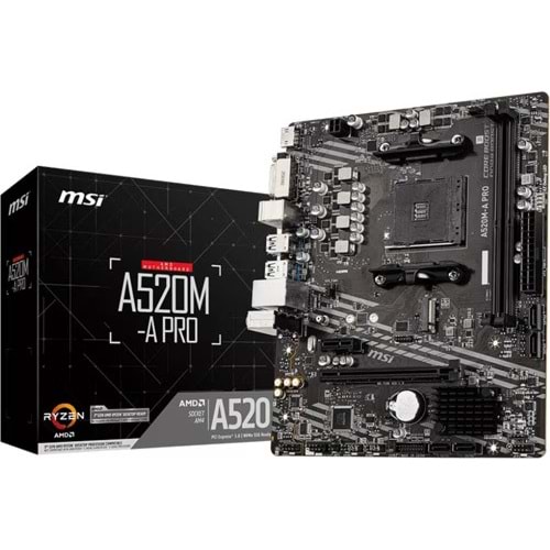 MSI A520M-A PRO AM4 DDR4 4600(OC)DVI HDMI M.2 USB3.2 mATX