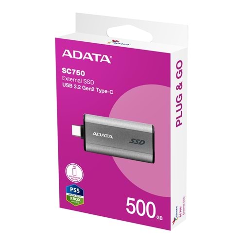 ADATA 500GB SC750 Taşınabilir SSD SC750-500G-CCBK