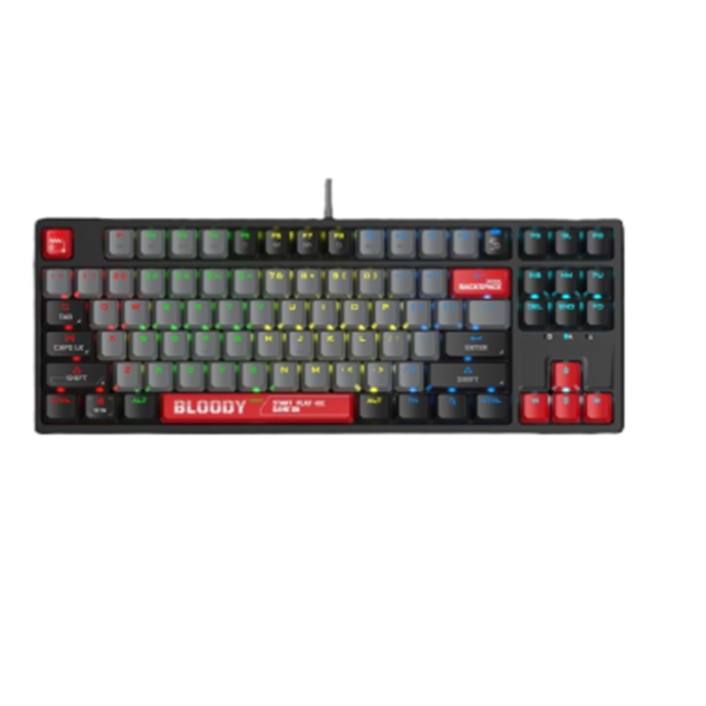 Bloody S87 RGB BLMS TKL Mechanical Keyboard Gaming Keyboard USB/ FIre Black--BLMS Red Plus Switch (Q- Turkish Layout)