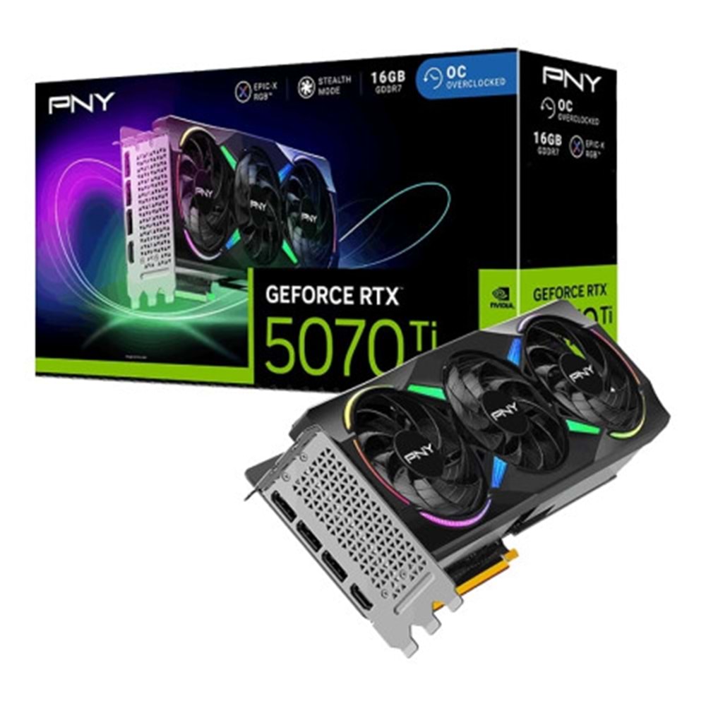PNY RTX 5070 Ti EPİC-X ARGB OC 16GB GDDR7 256Bit (VCG5070T16TFXXPB1-O) Ekran Kartı
