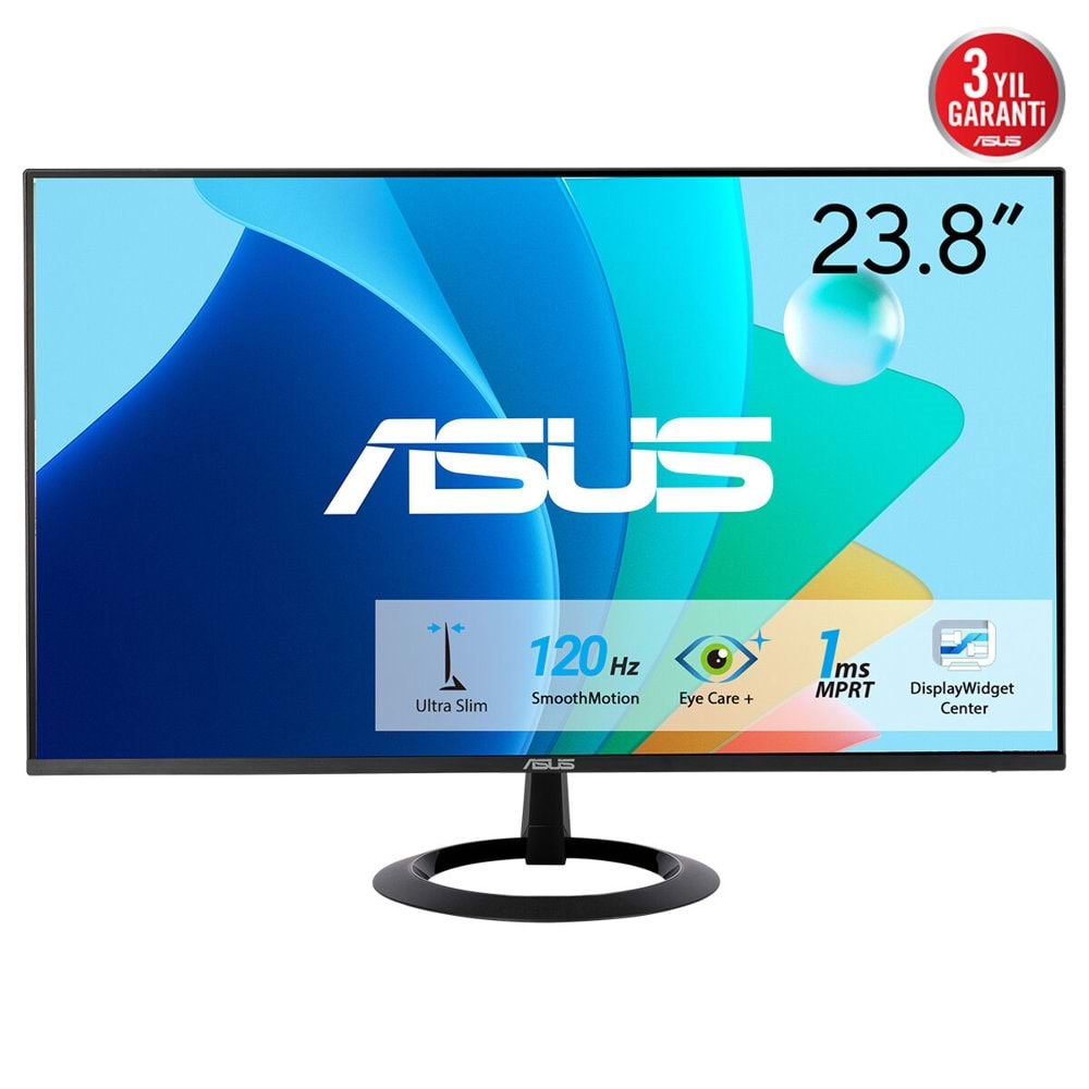 23.8 ASUS VZ249HG IPS 1MS 120HZ 1XVGA 1XHDMI FHD 1920X1080 FLICKER-FREE ÇERÇEVESİZ VESA SİYAH
